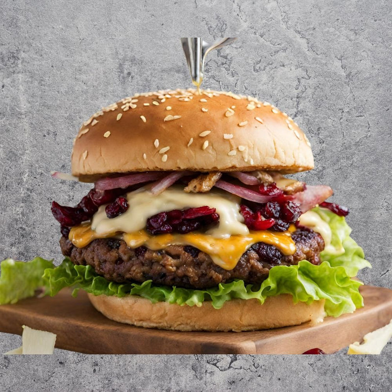 Wildburger mit Preiselbeeren und karamellisierten Zwiebeln - kumitzborgo.shop