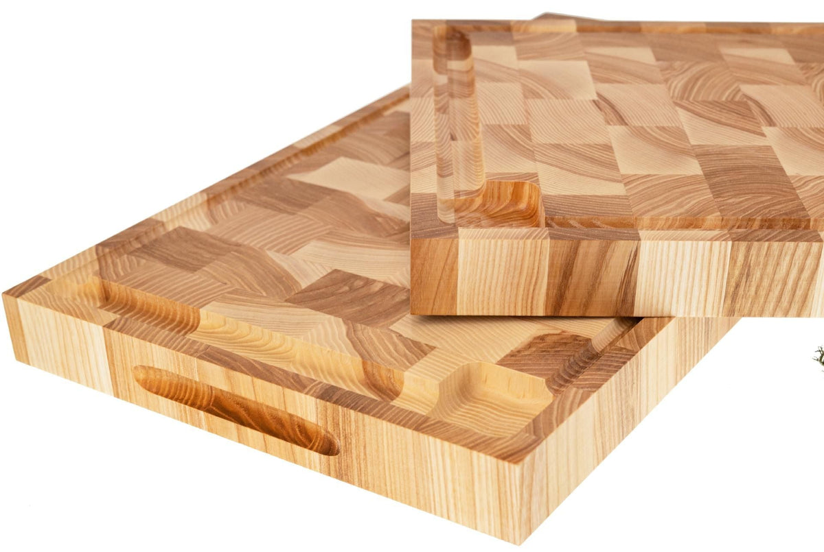 Hackblock Stirnholz Esche 54×30×4 cm – beidseitig mit Saftrille - kumitzborgo.shop