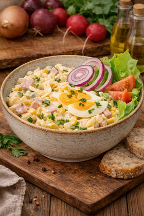 Nudelsalat mit Schinken 250g – Cremiger Salat nach Hausrezept - kumitzborgo.shop