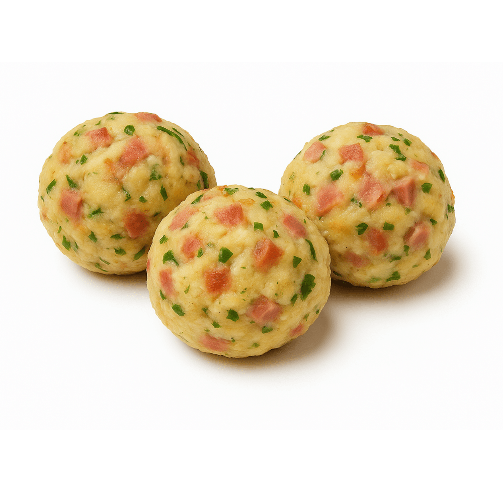 Tirolerknödel – 3 Stück | Herzhaft gebacken mit Speckwürfeln | Hausgemacht & servierfertig - kumitzborgo.shop