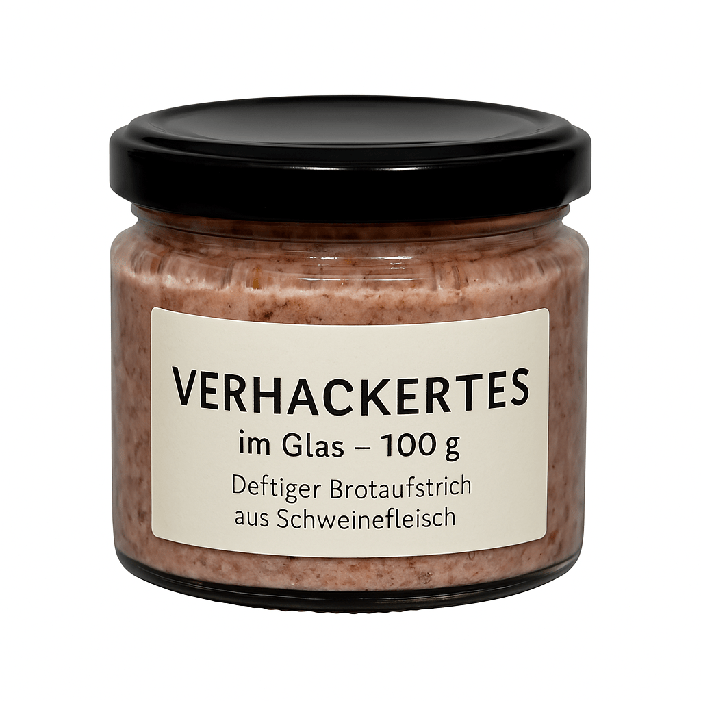 Verhackertes im Glas – 100 g | Deftiger Brotaufstrich aus Schweinefleisch - kumitzborgo.shop